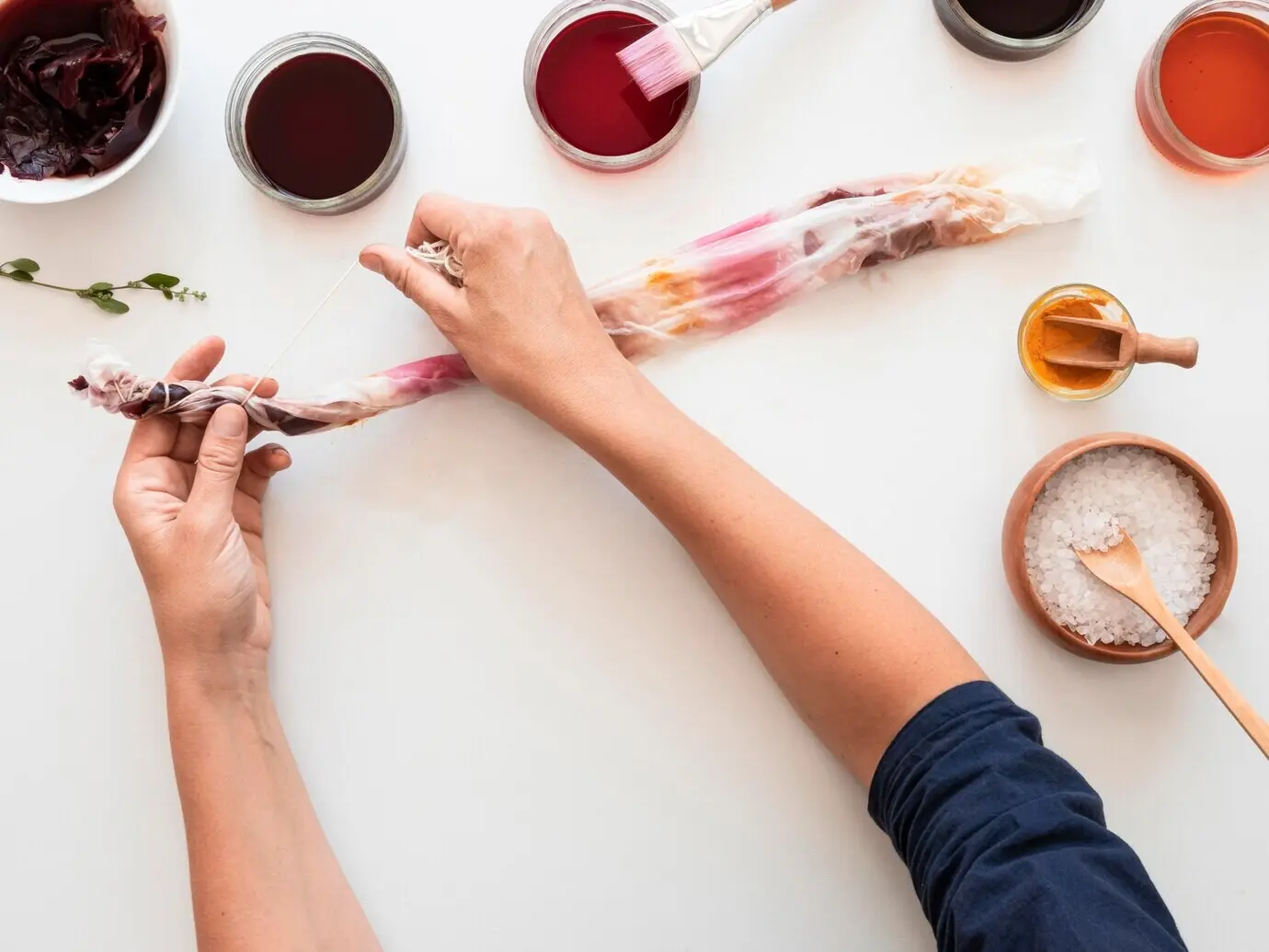 Draufsicht auf die Anordnung natürlicher Pigmente